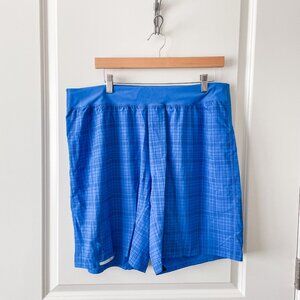 Lululemon Men's Plaid Workout Shorts in Blue